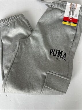Puma Silver Gray Logo Jogger Sweatpants